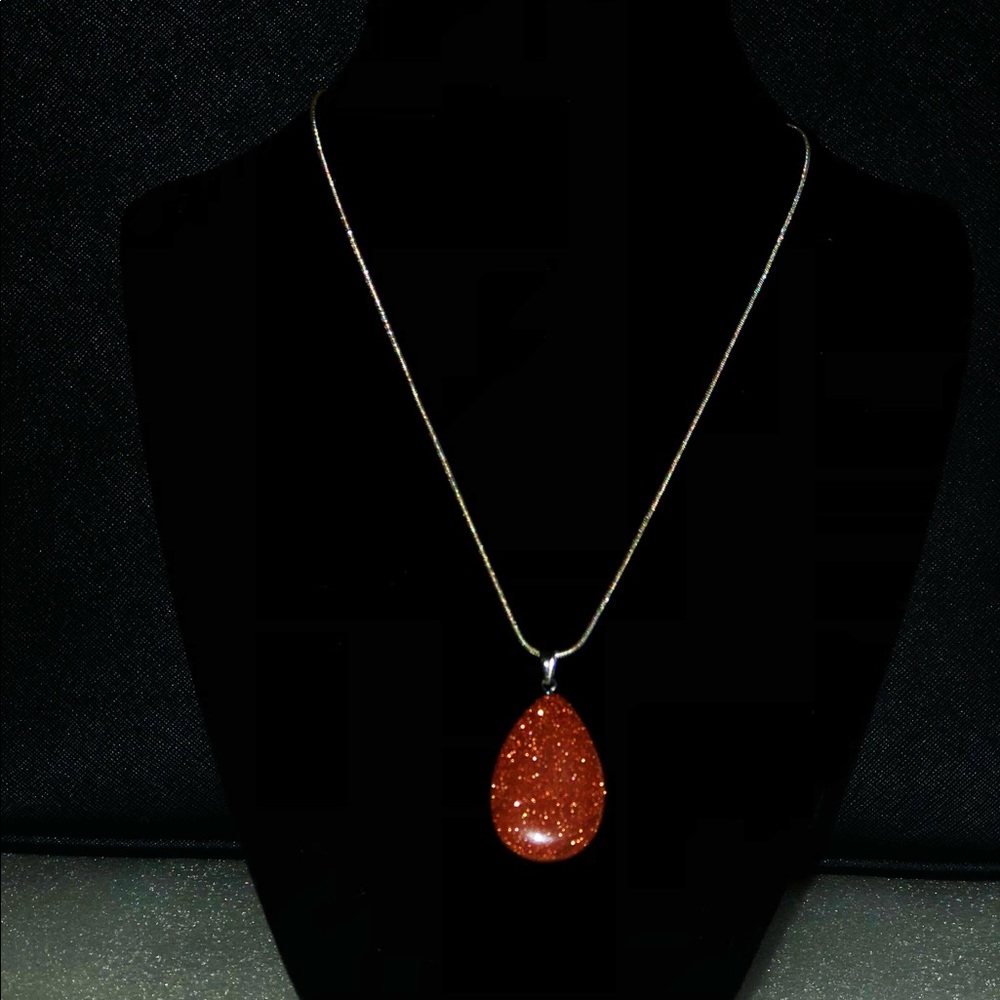 Gold stone crystal necklace